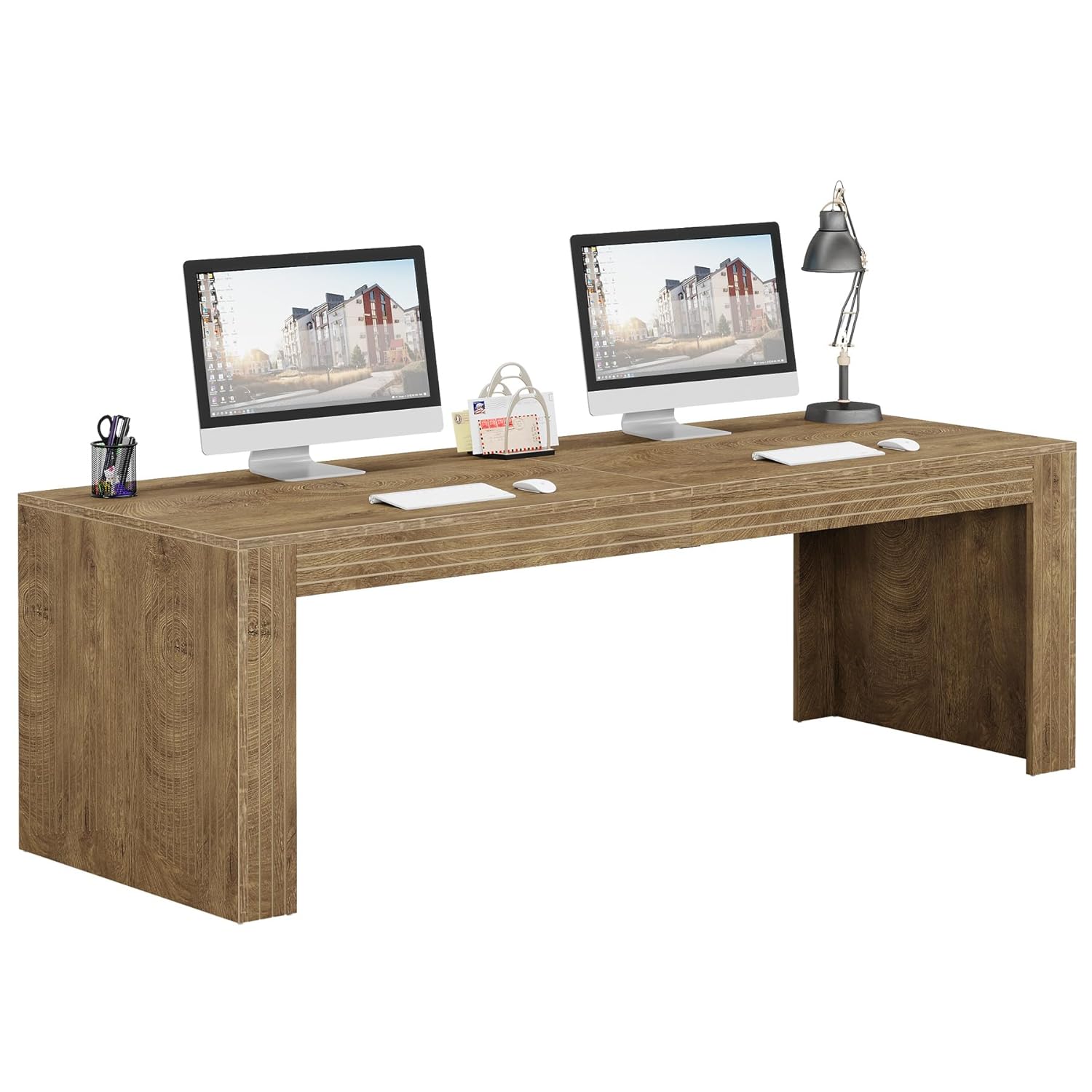 Home Office With Two Desks - # 79-Zoll Extra Langer Doppel-Computertisch, Arbeitsplatz