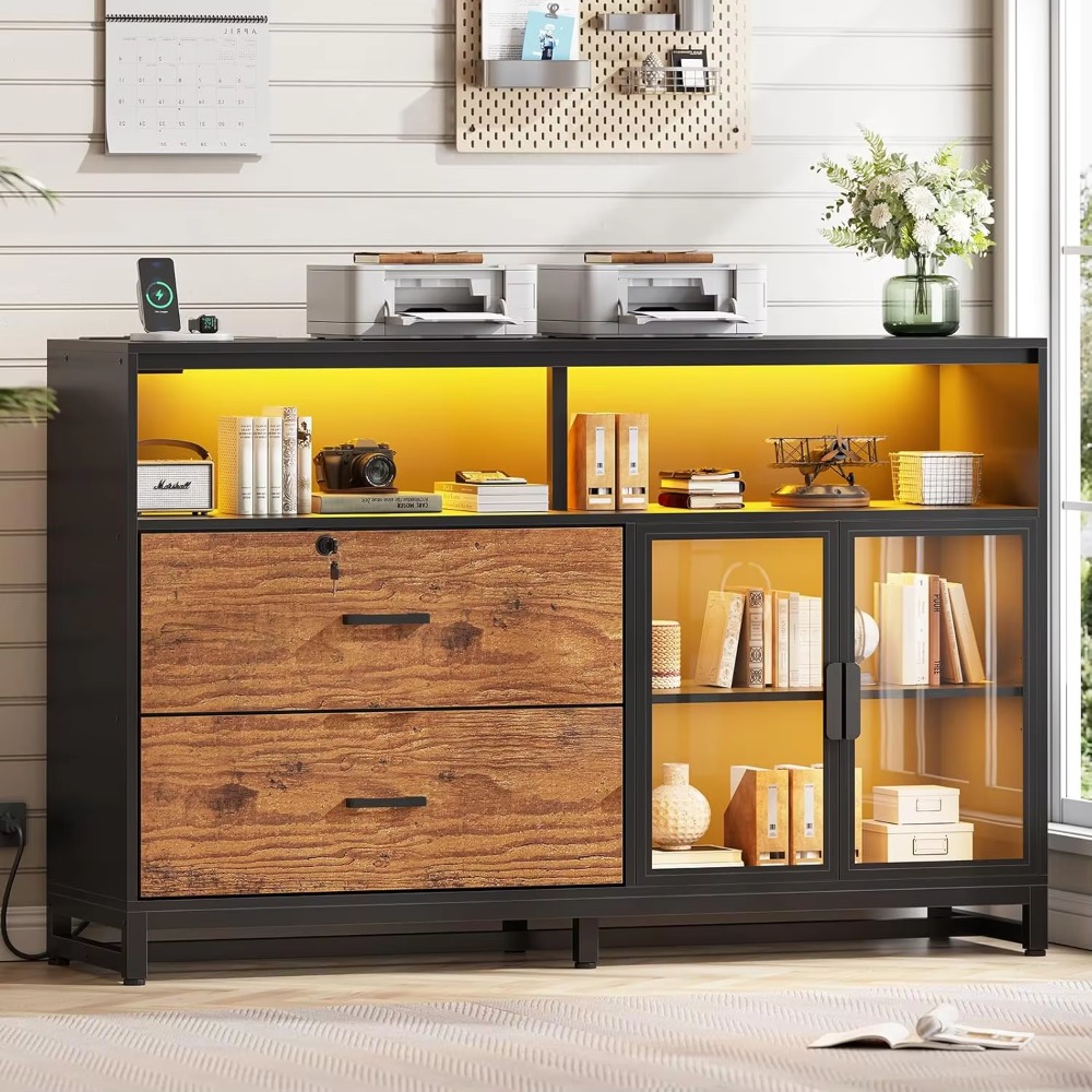Home Office Free - 59-Zoll-Aktenschrank, 2 Schubladen, Aktenschränke für das