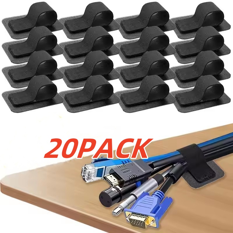 Home Office Desk - 4/20 Stück Wiederverwendbare Selbstklebende Kabelbinder Verstellbare