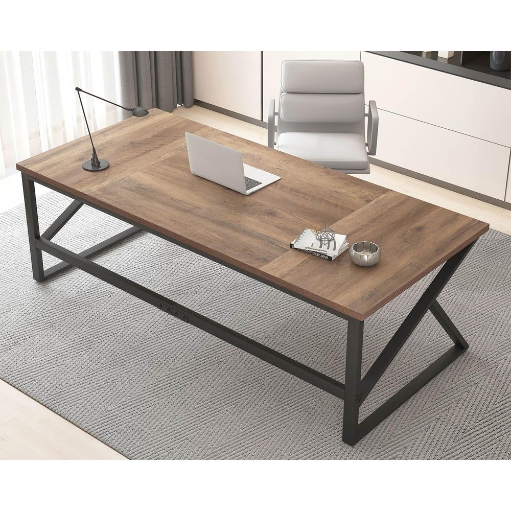 Home Office With Two Desks - 70 Extra langer Doppel-Schreibtisch für das