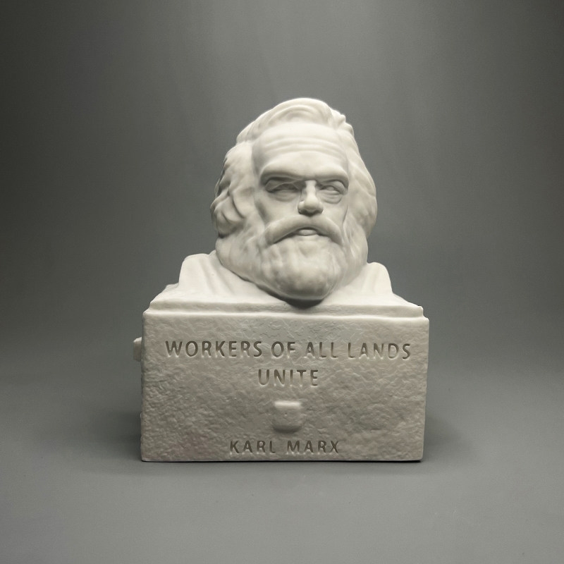 Home Office With Library - Karl Marx Gipsbüste Skulptur Schreibtischdekoration für