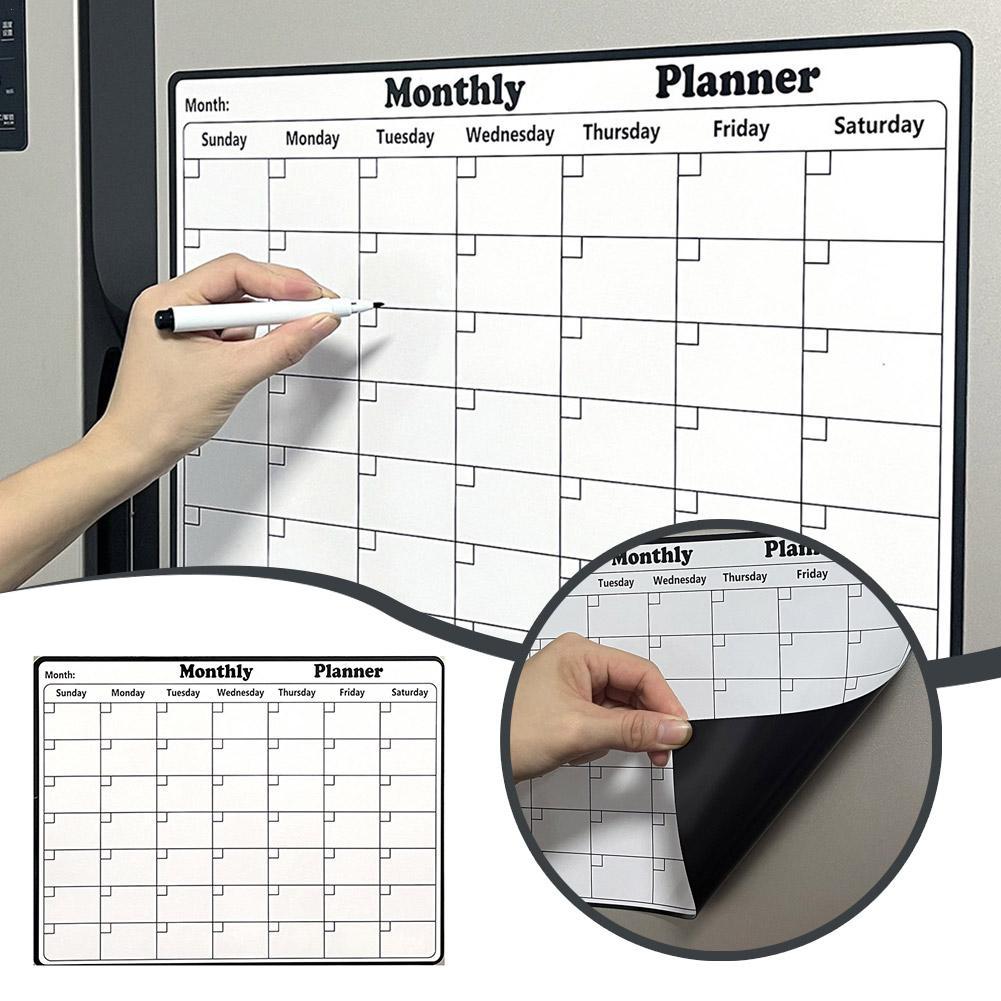 Magnetic Calendar Board - Stilvoller magnetischer, trocken abwischbarer Kalender, Whiteboard,