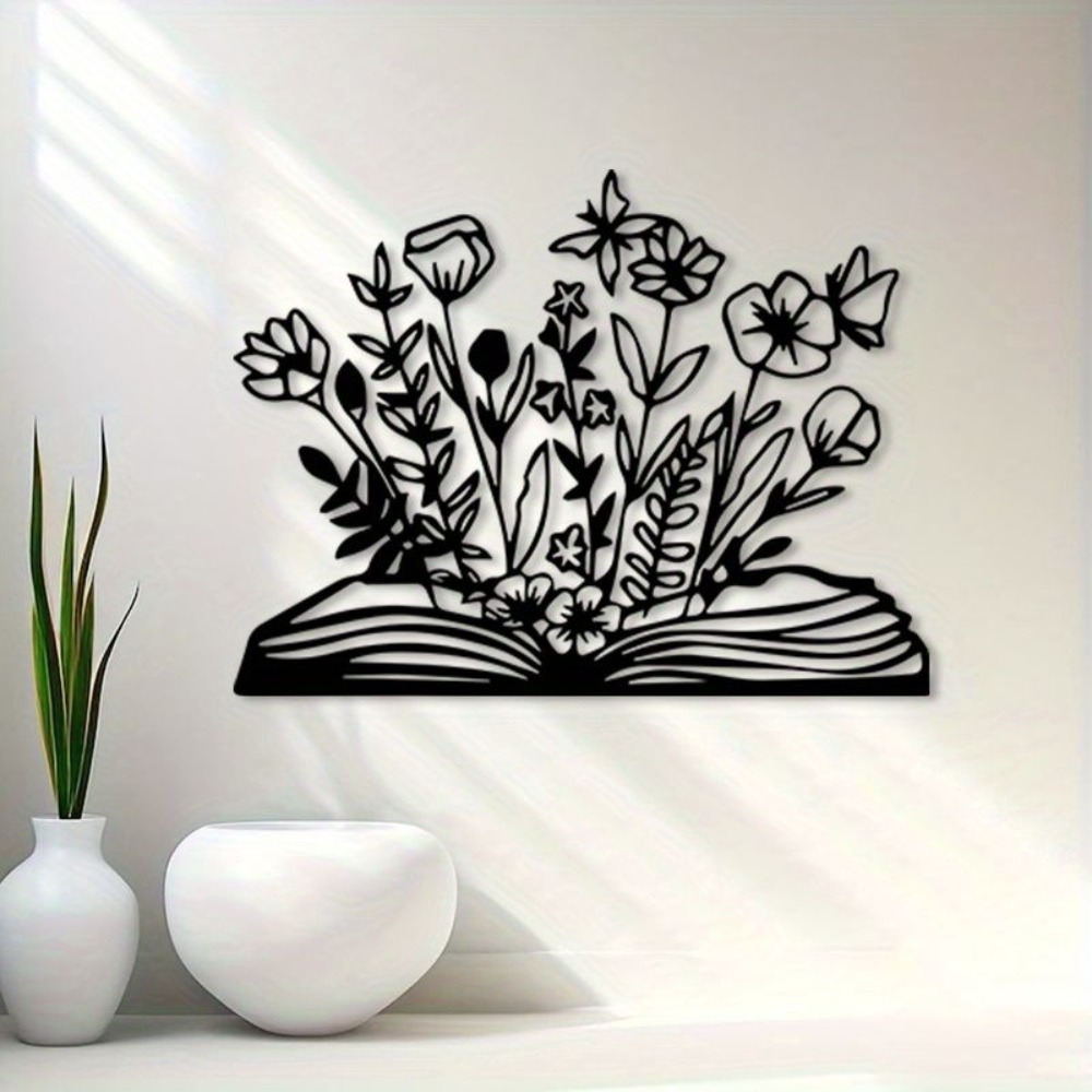 Home Office With Library - HL Metall-Wandkunst mit Lesethema, 2D Flaches
