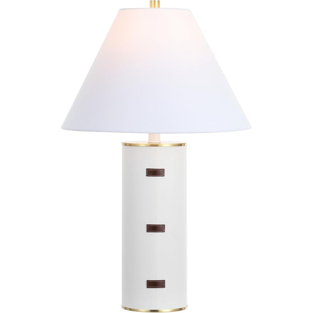 Home Office Desk - 27-Zoll LED-Tischlampe - Weiß/Braun/Messinggold für Schlafzimmer,
