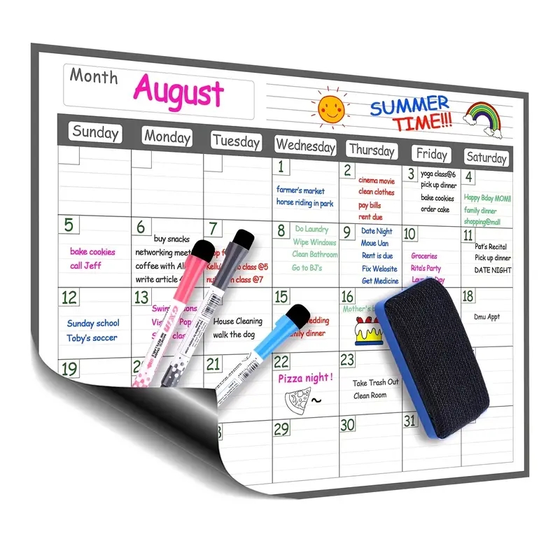 Magnetic Calendar Board - 1 Set Magnetischer Kühlschrank Trocken abwischbarer