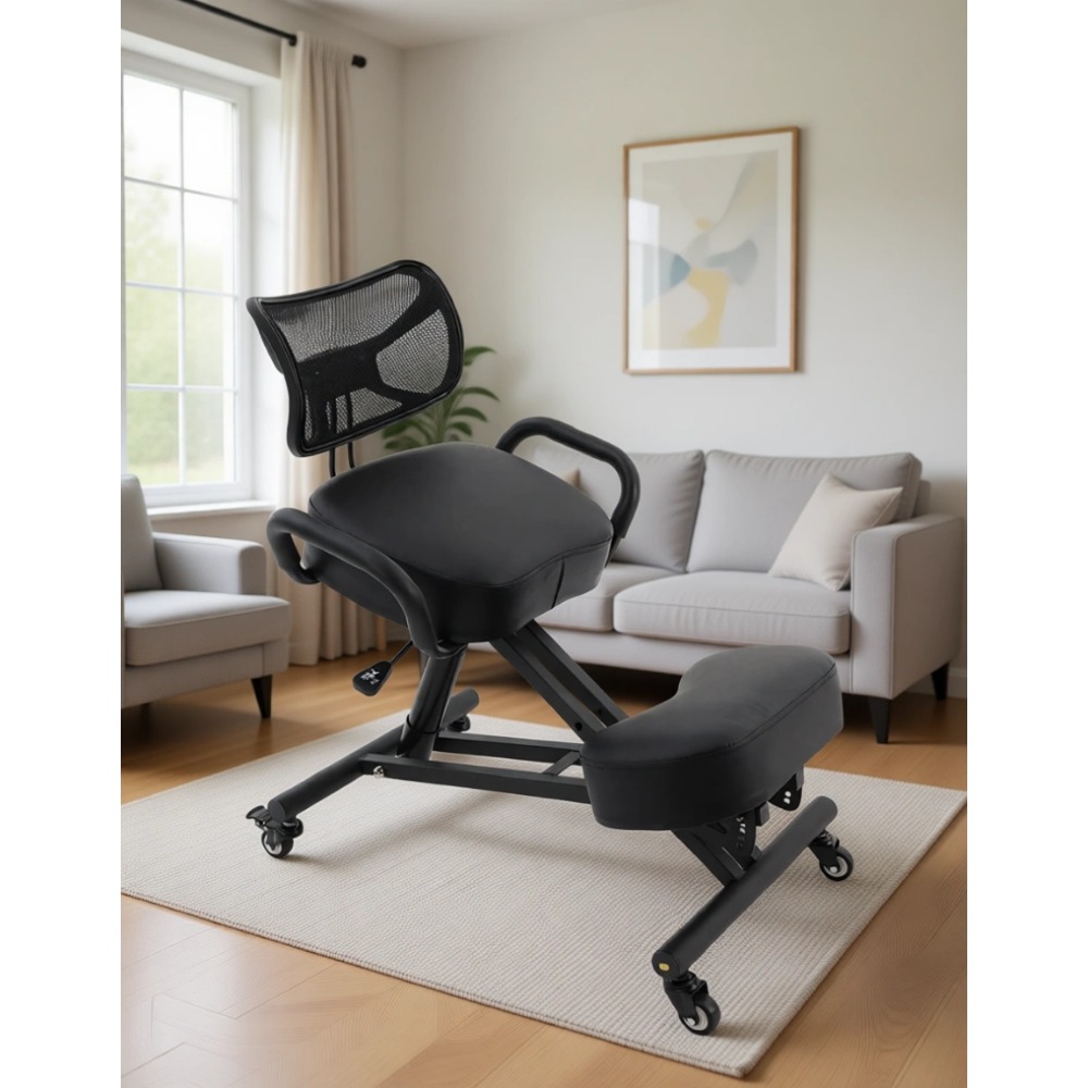 Home Office Free - Ergonomischer Kniestuhl mit Rückenlehne, höhenverstellbarer Hocker
