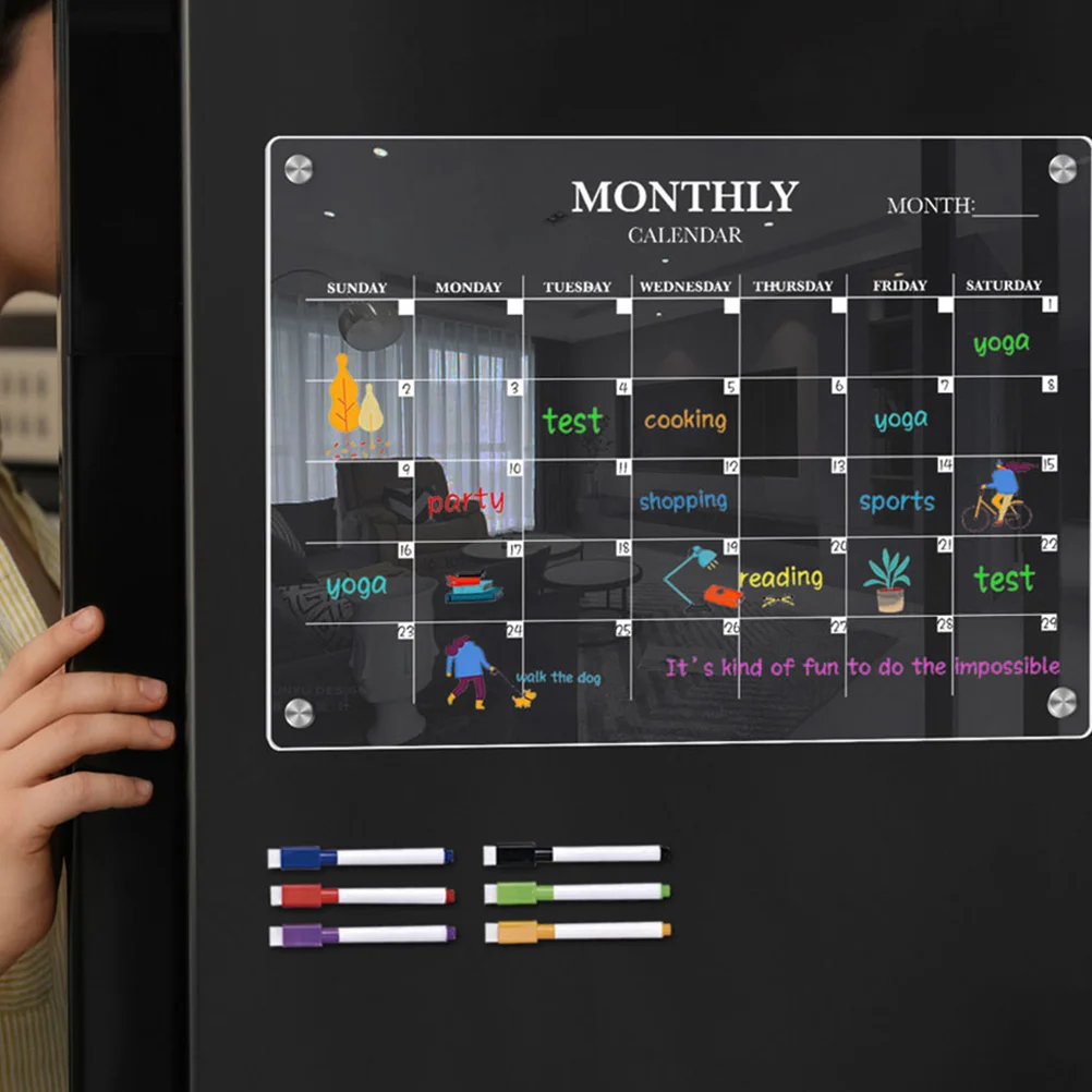 Magnetic Calendar Board - Magnetische Kühlschranktafel, Acryl, trocken abwischbare Tafel