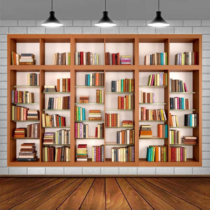 Home Office Background For Zoom - Moderner Holz-Bücherregal-Fotografie-Hintergrund für Bücherregale, Bücher, Foto-Zoom-Meetings,