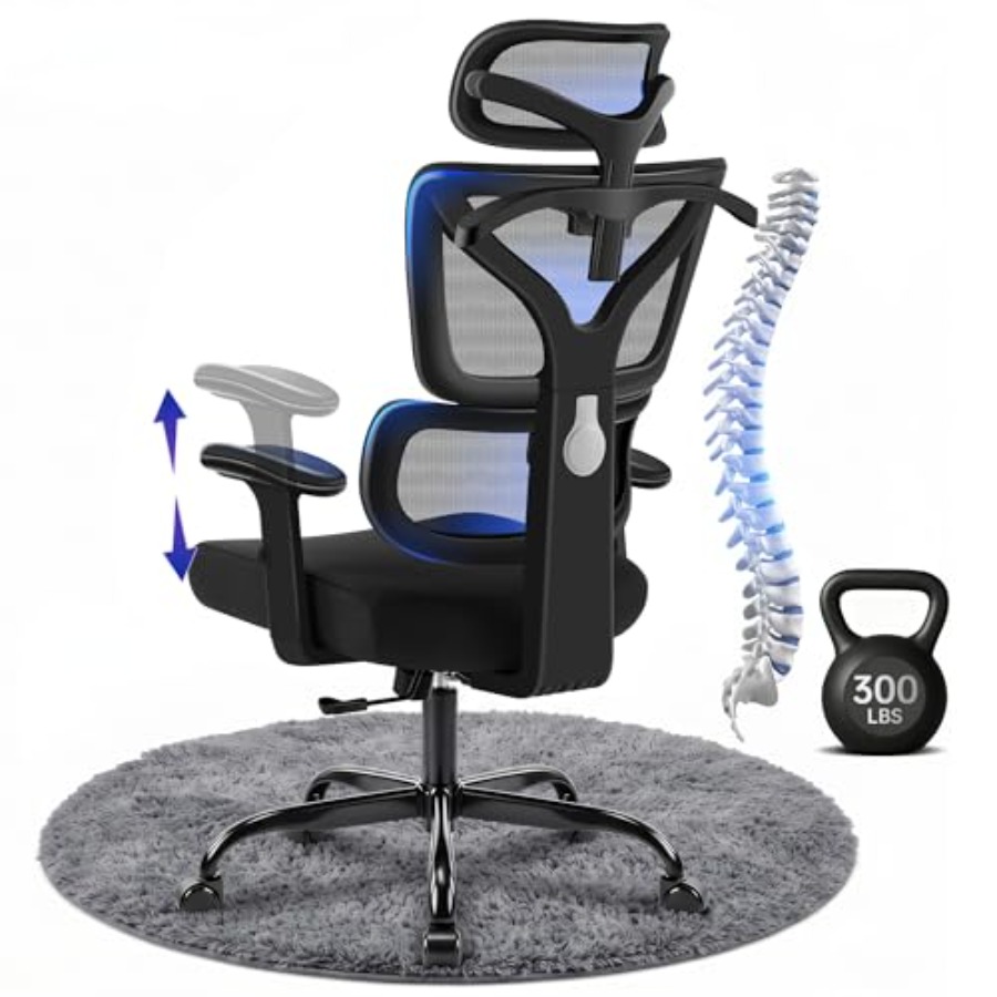 Ergonomic Office Chair - Ergonomischer Bürostuhl, Hochlehniger Netz-Computerstuhl mit Komfortabler