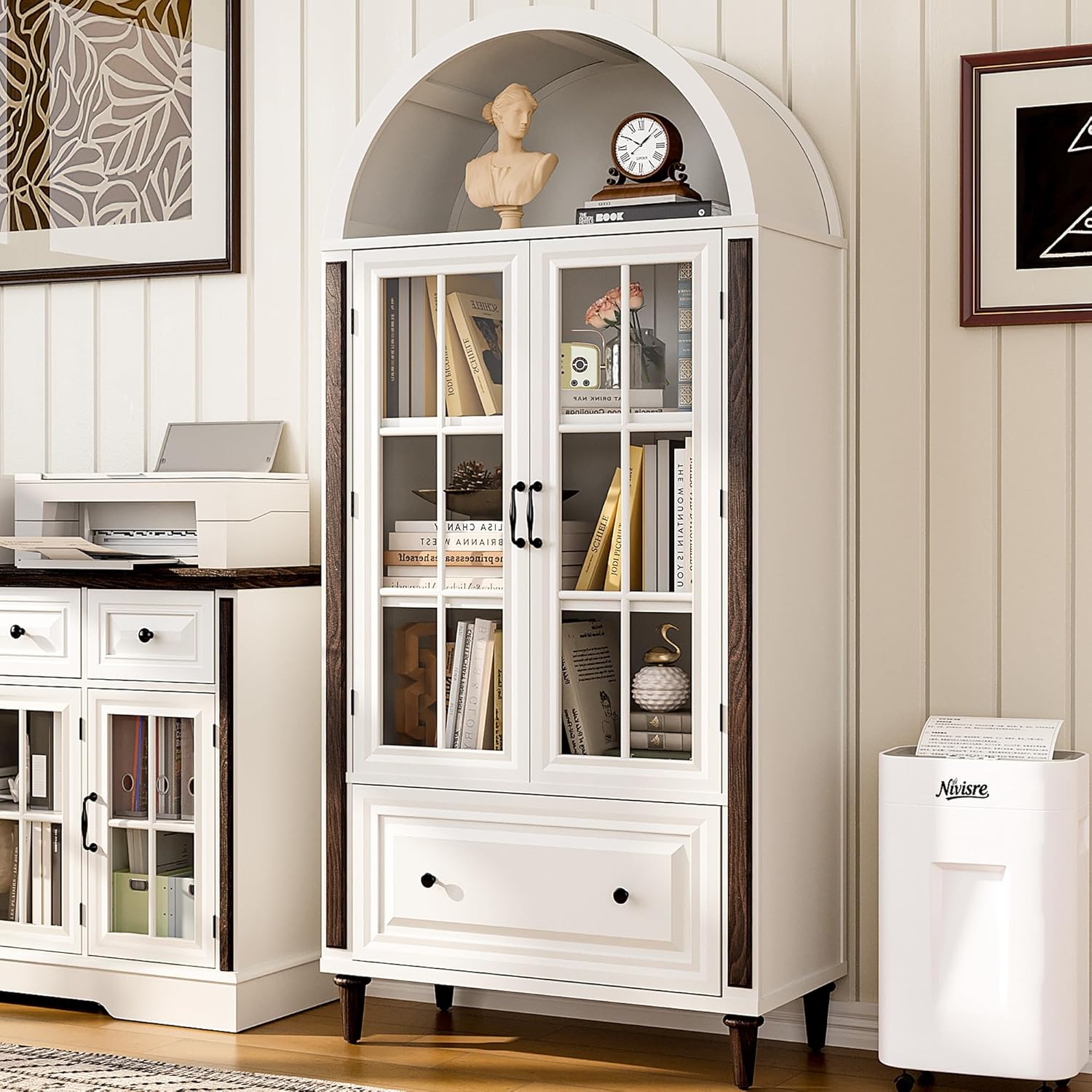 Home Office Free - 71 Zoll großes, handgefertigtes Bogenschrank-Bücherregal, Aktenschrank