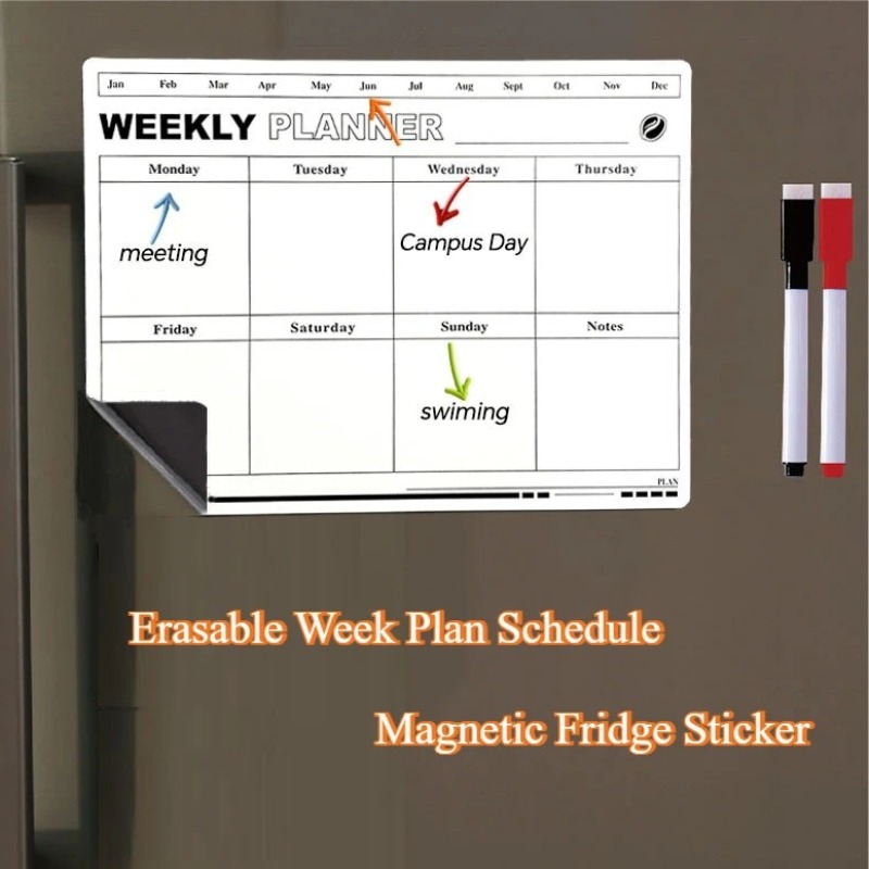 Magnetic Calendar Board - Löschbarer Wochenplan, Zeitplan, Kalender, weicher magnetischer