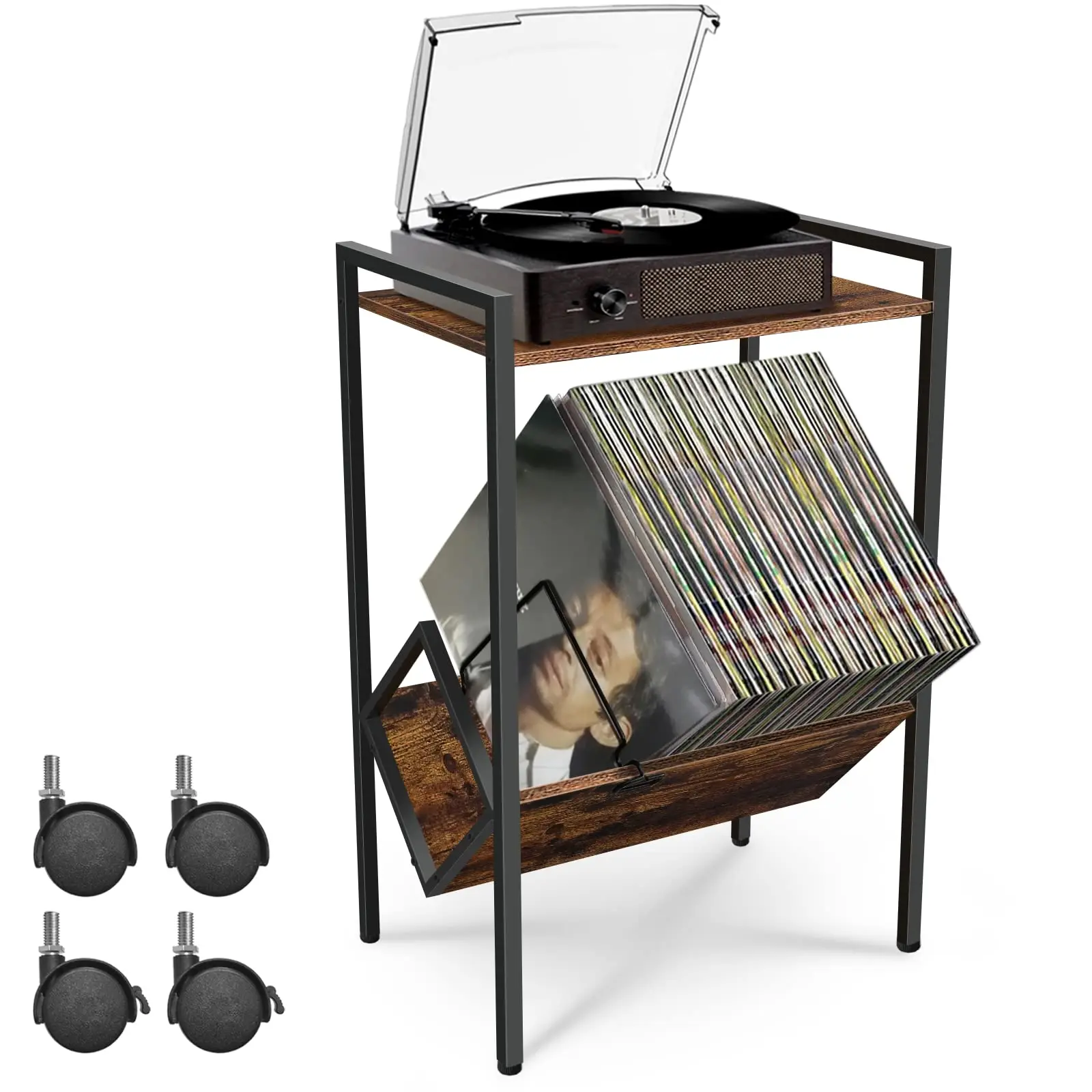 Home Office Of Amazon - 'Tisch-Nachttisch, bis zu 80 Alben, Vinyl-Plattenspielerständer