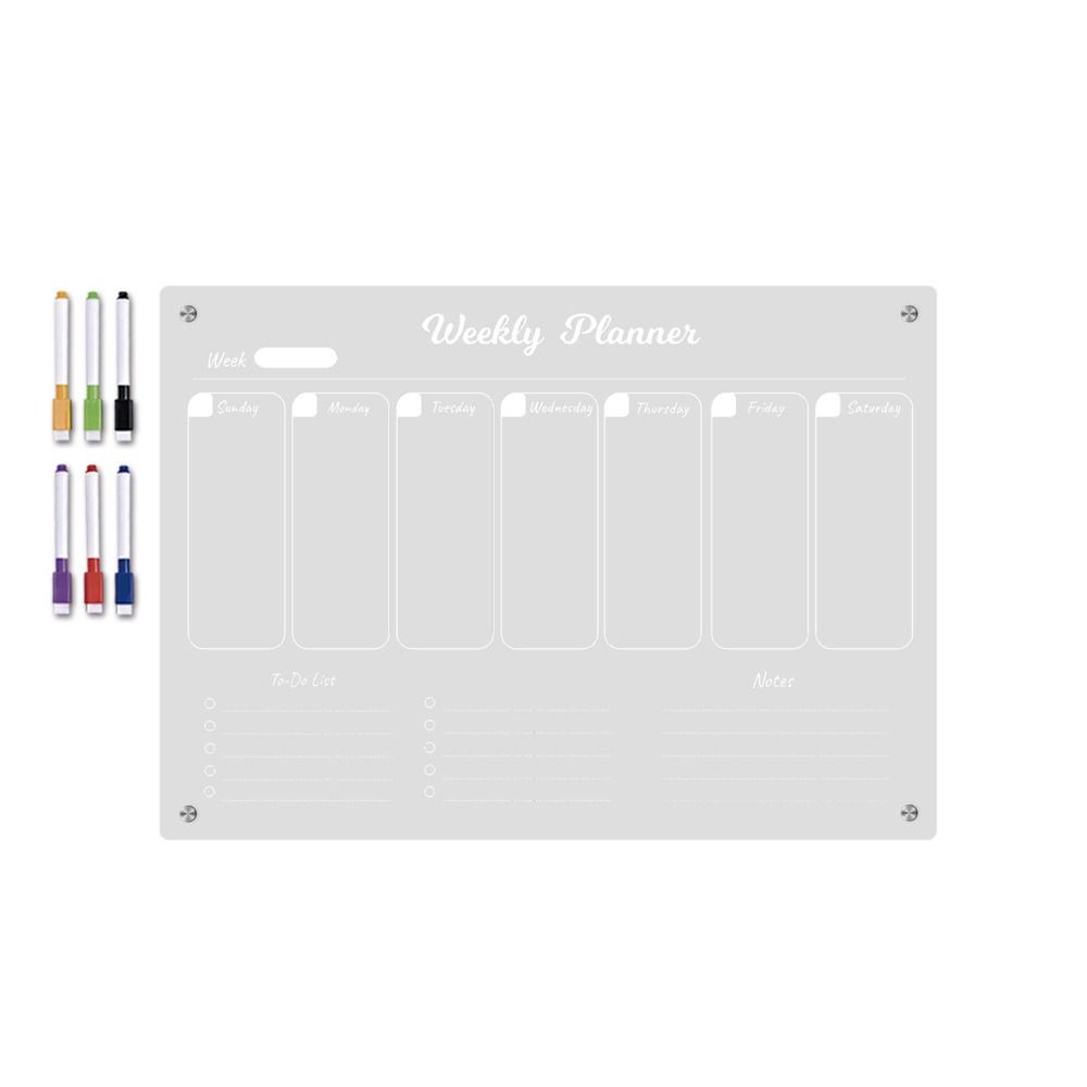 Magnetic Calendar Board - Löschbare 6-Marker, Acryl-Wischtafeln, transparent, magnetisch, Monatskalender,