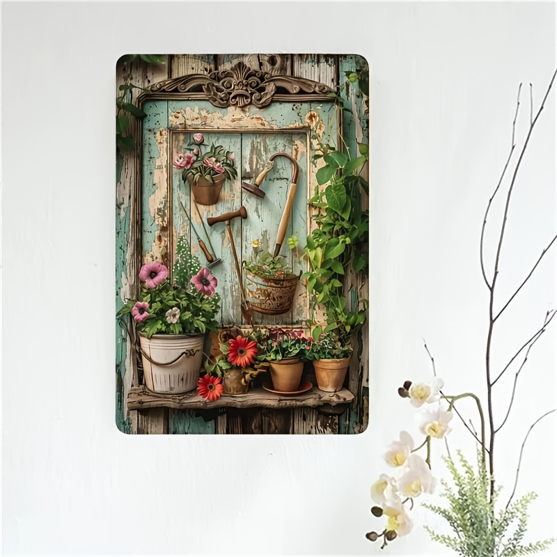 Vintage Metallschild mit Blume – Home Office With Library Bewertung und Preis