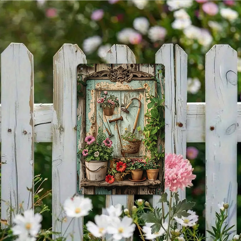 Vintage Metallschild mit Blume – Home Office With Library Bewertung und Preis