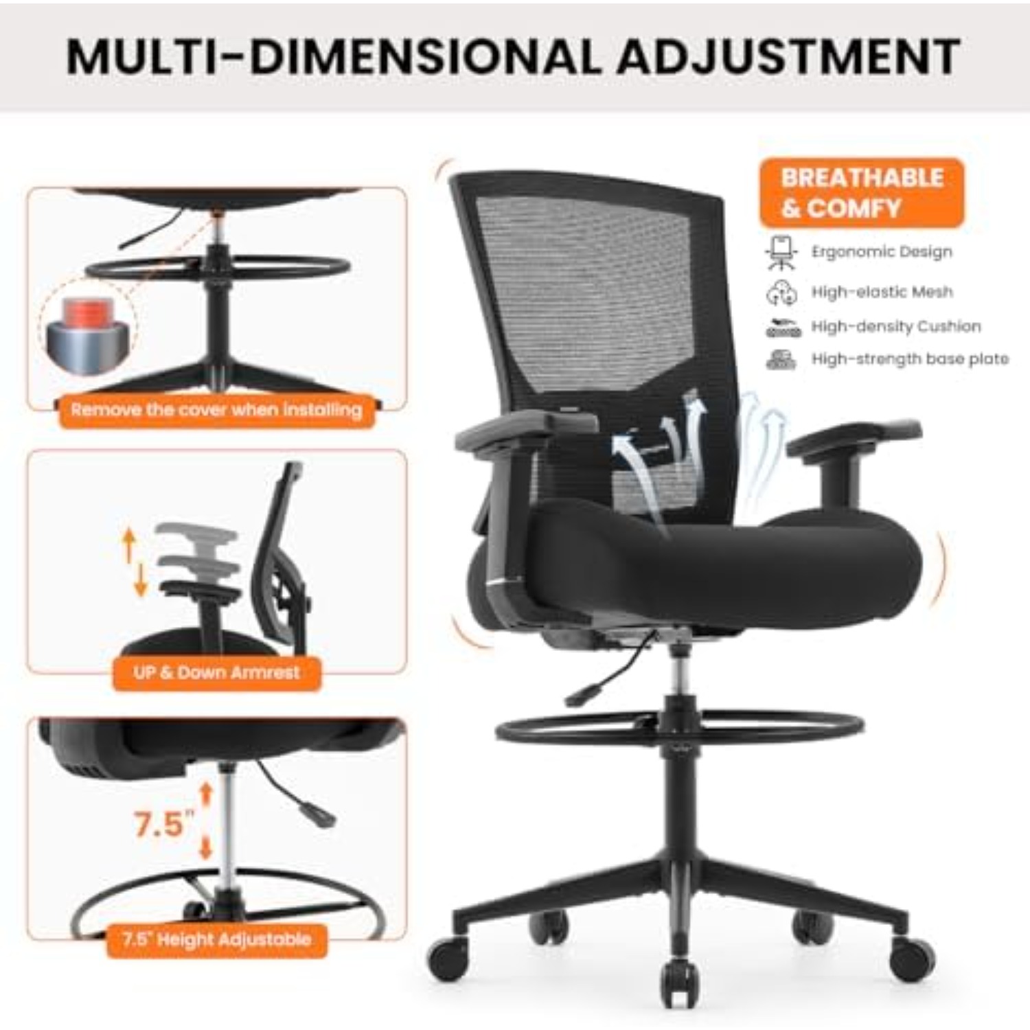 500lbs Zeichenstuhl, großer un – Ergonomic Office Chair Bewertung und Preis