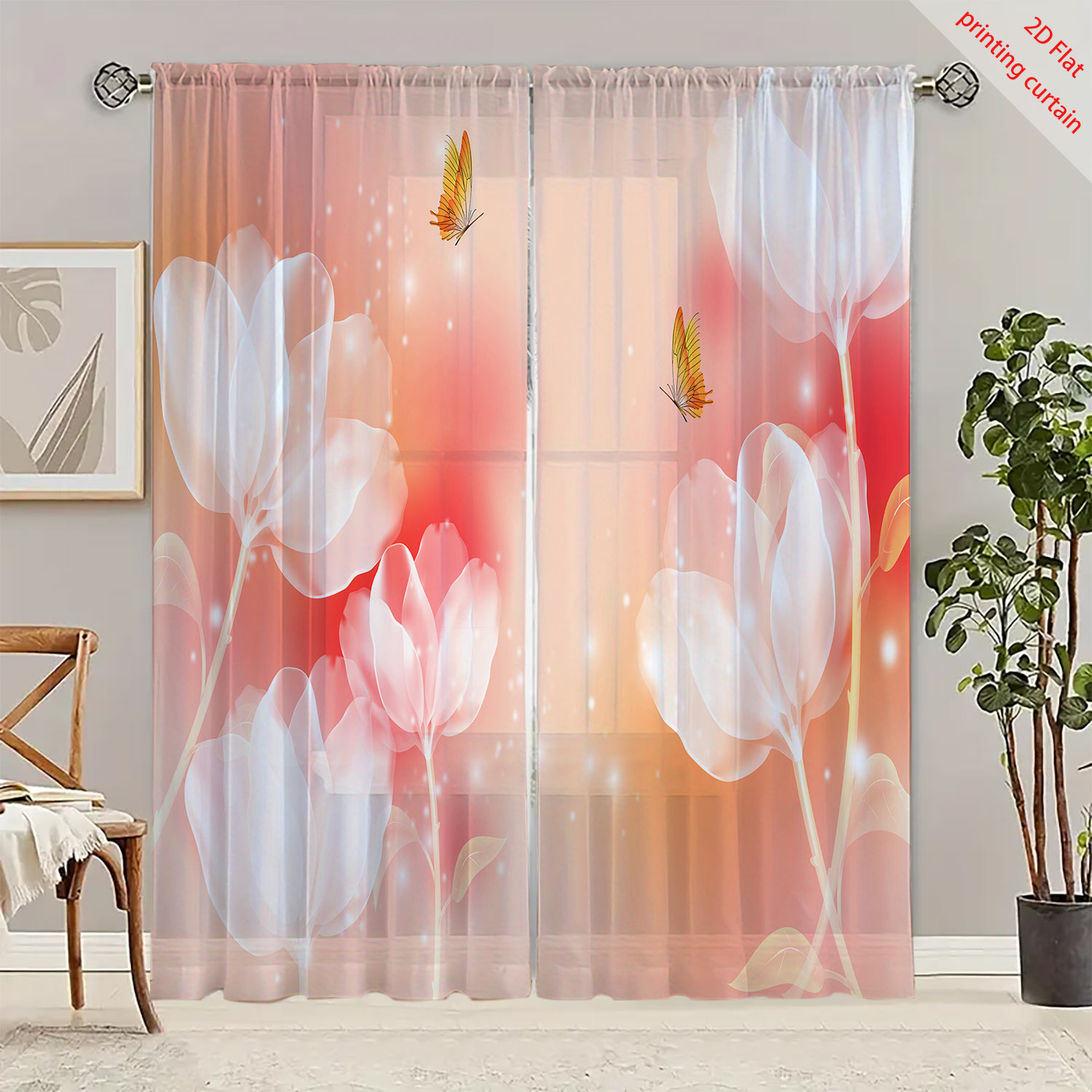 Lila Blumen Bedruckter Transpa – Home Office Windows Bewertung und Preis