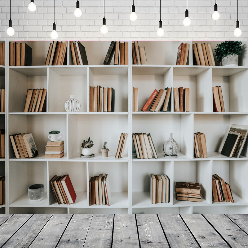 Weißes Bücherregal Fotografie- – Home Office Background For Zoom Bewertung und Preis